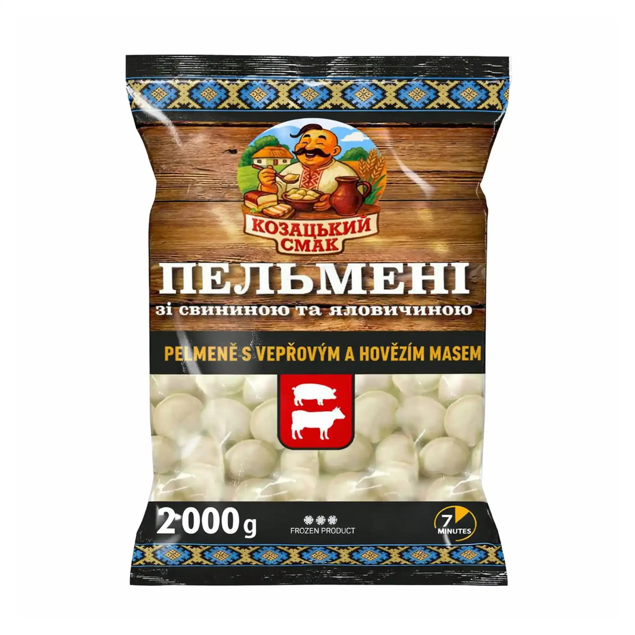 Kozacký Smak Pelmeně s vepřovým a hovězím masem, 2000 g/6 ks