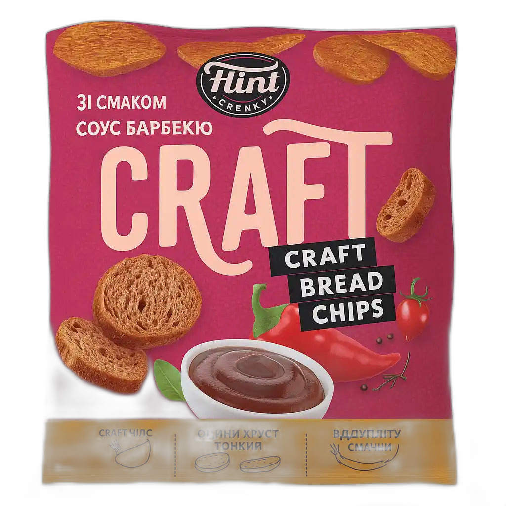 Flint Krutony (grenki) "Craft" s příchutí BBQ, 80g/10ks