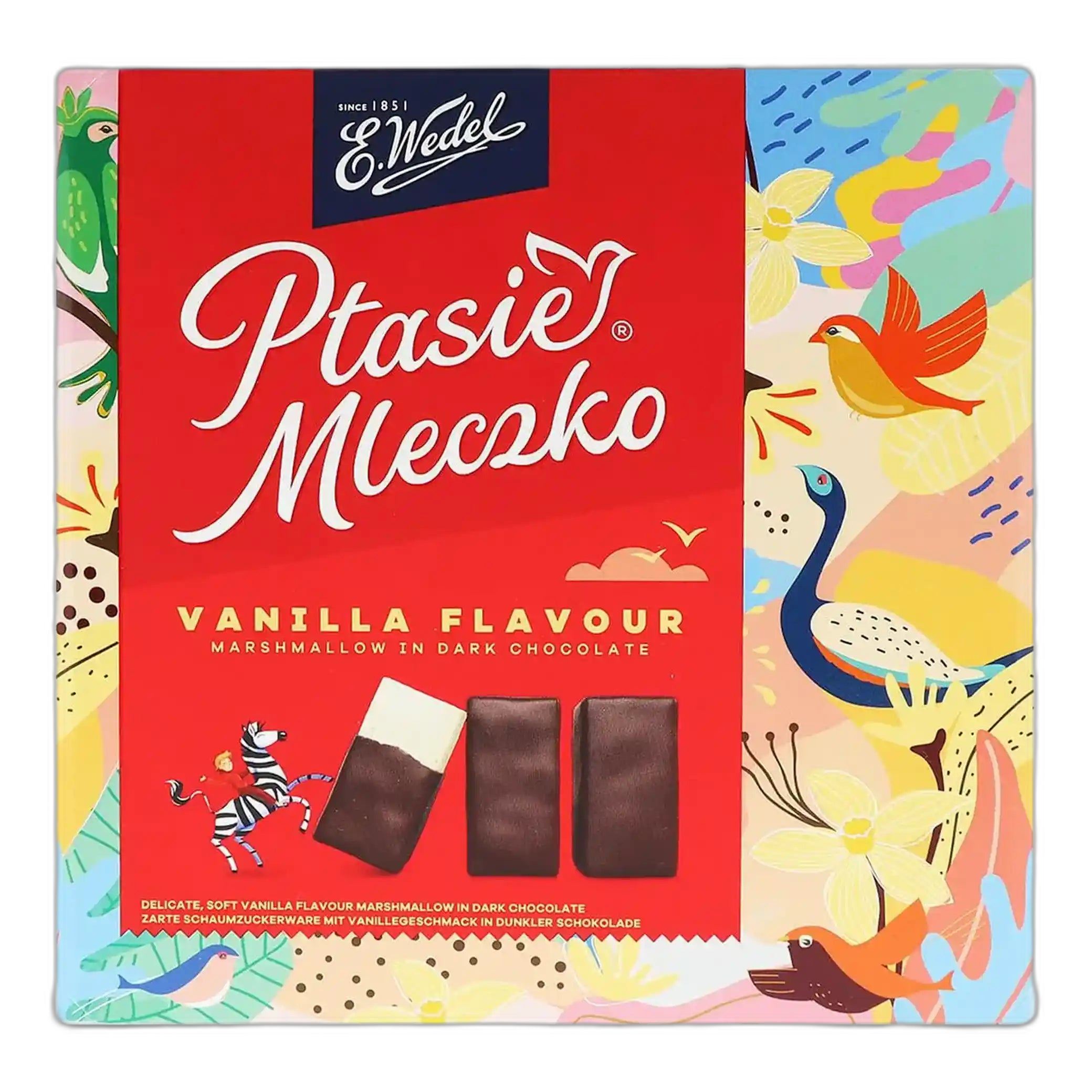 WEDEL "Ptačí mléko" s příchutí vanilky v hořké čokoládě 340g /18 ks