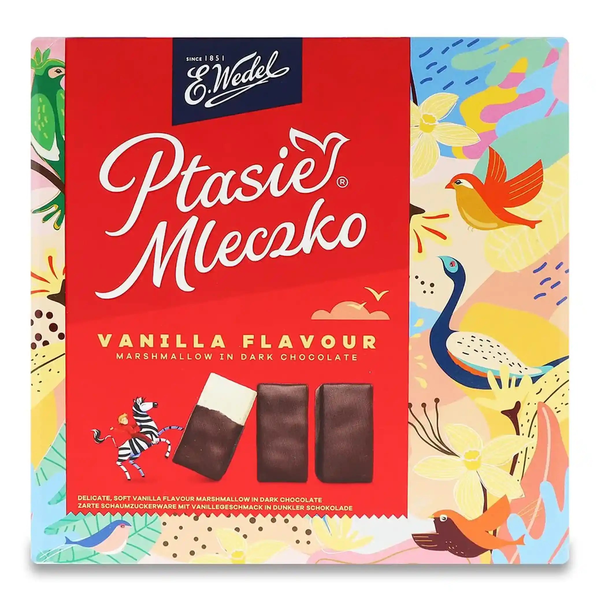 WEDEL "Ptačí mléko" s příchutí vanilky v hořké čokoládě 340g /18 ks