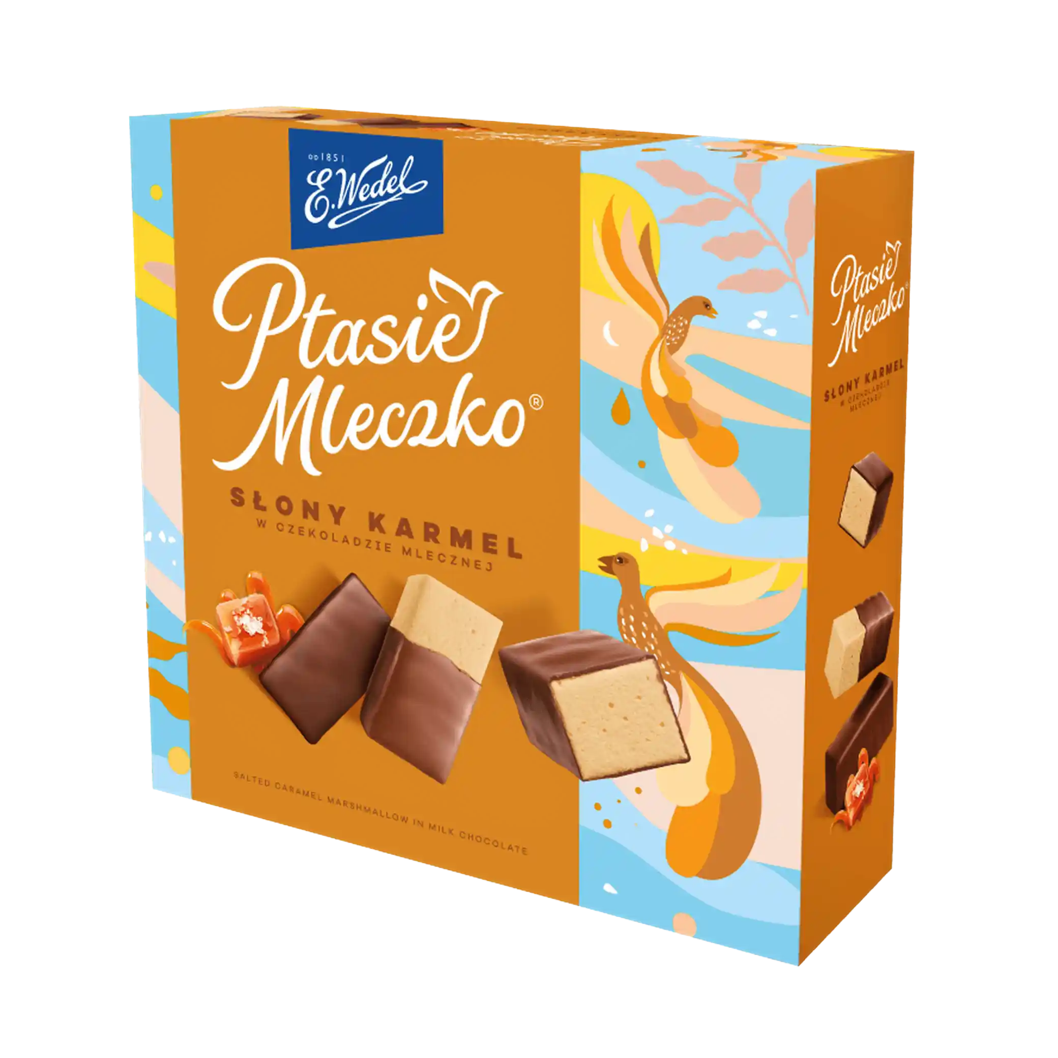 WEDEL "Ptačí mléko" s příchutí slaného karamelu v mléčné čokoládě 340g /18 ks