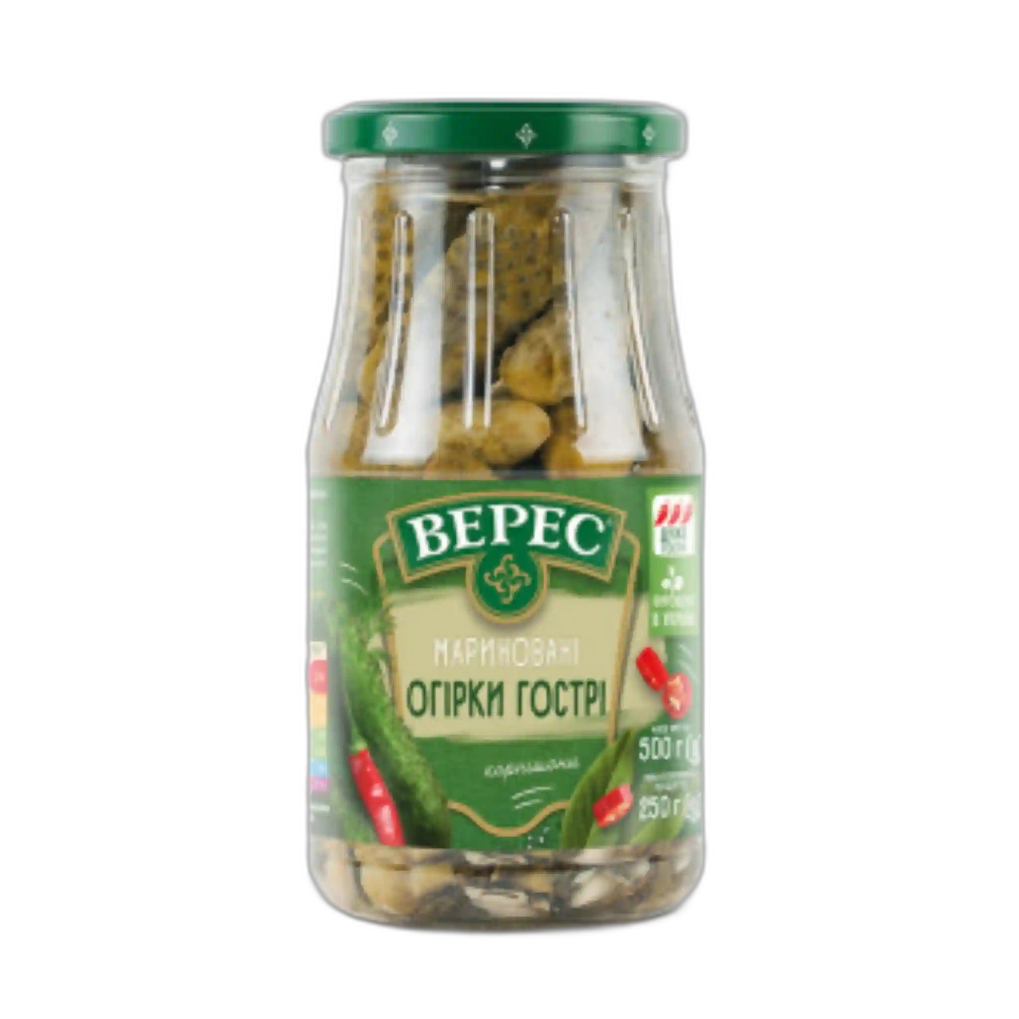 TM Veres Marinované kornišoni pálivé, 500g/12 ks