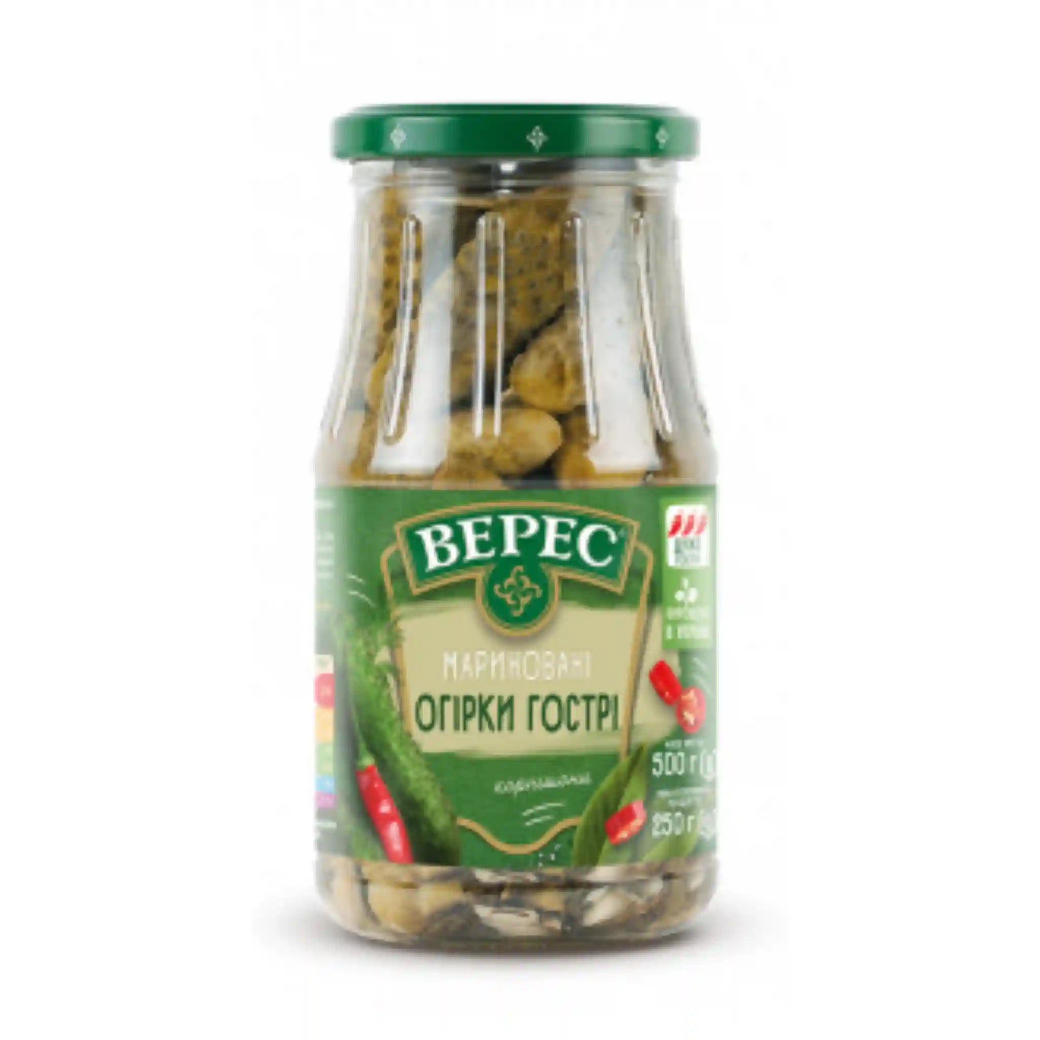 TM Veres Marinované kornišoni pálivé, 500g/12 ks