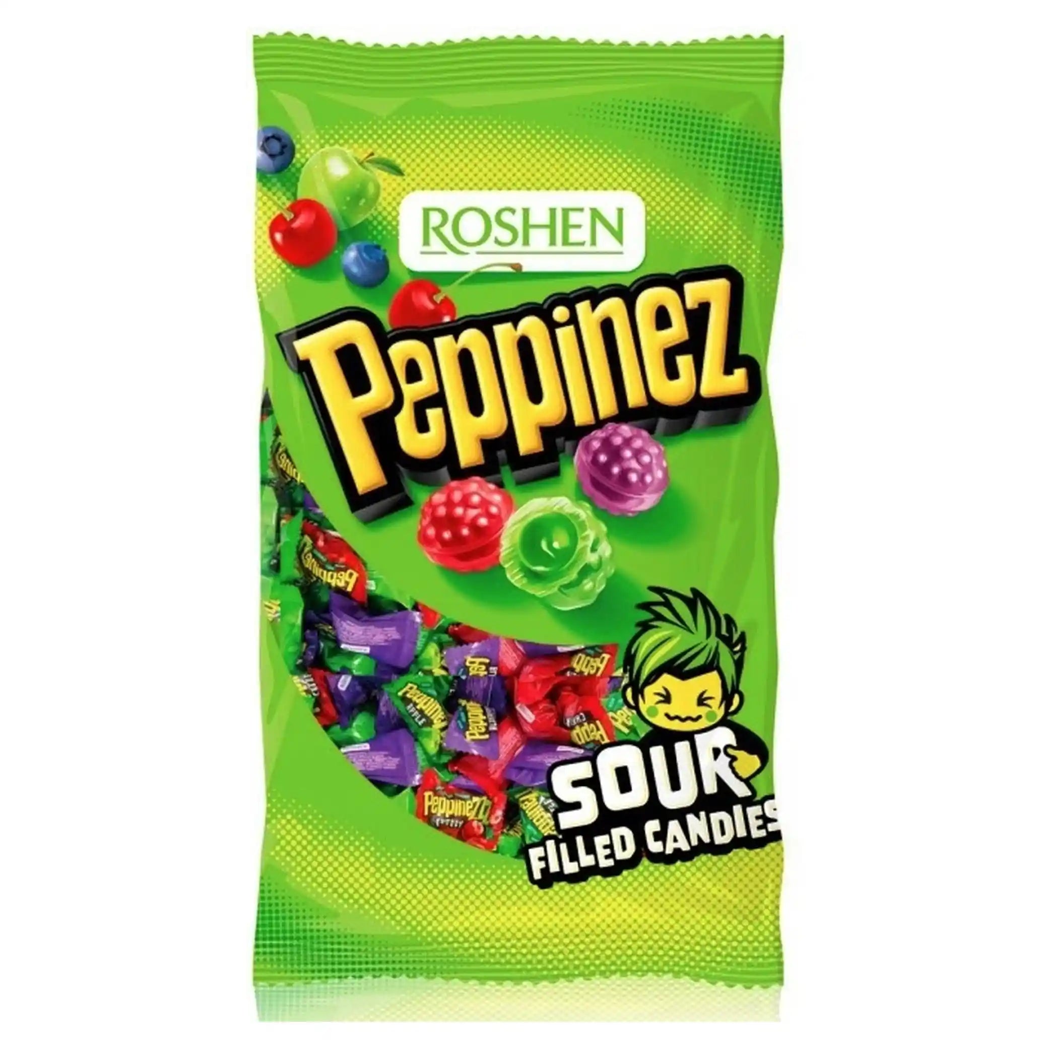 Roshen  Karamelové bonbóny „Peppinez“ s ovocnou náplní,  900g
