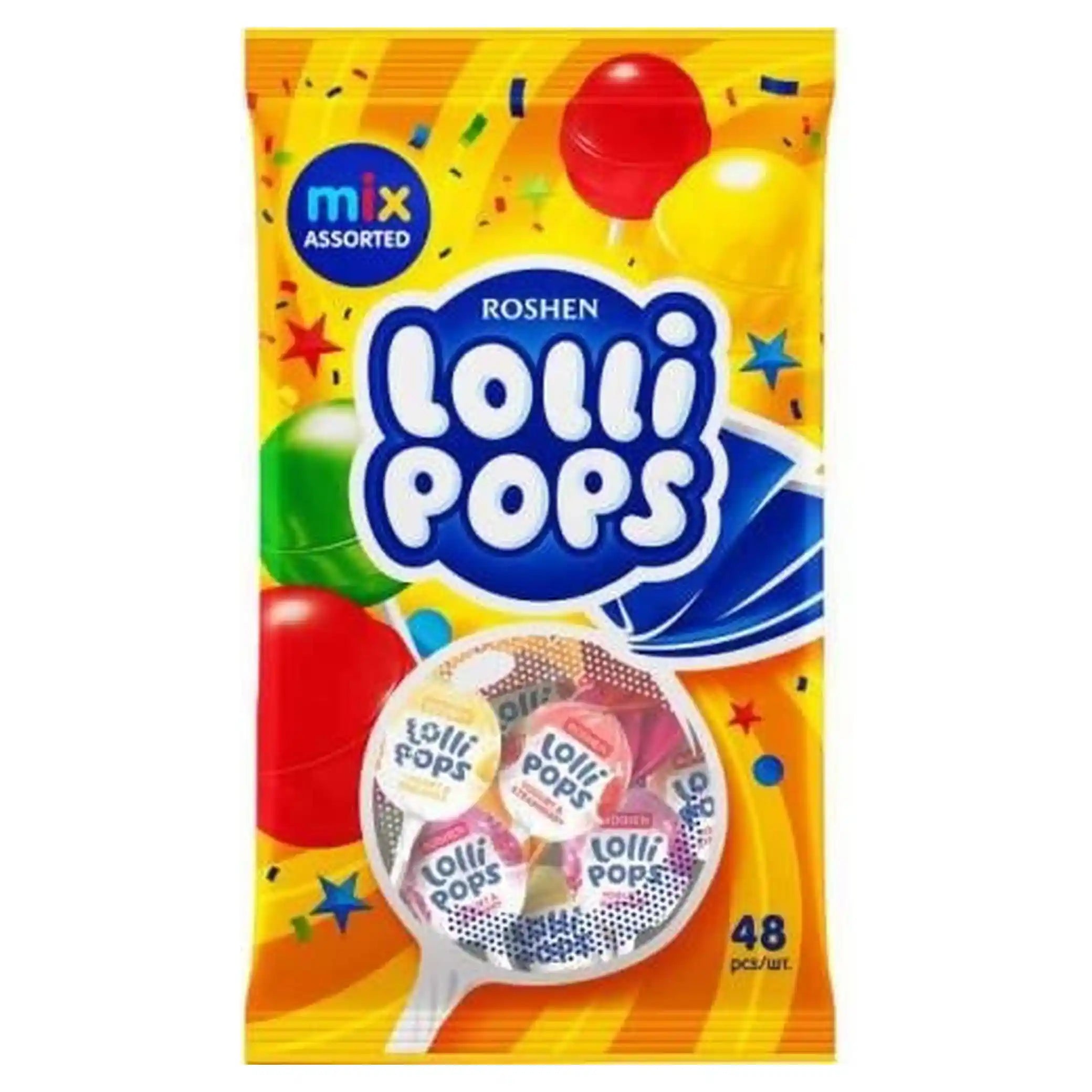 Roshen Lízátka „LolliPops Jogurt Fruit Mix“,  920g/9 ks