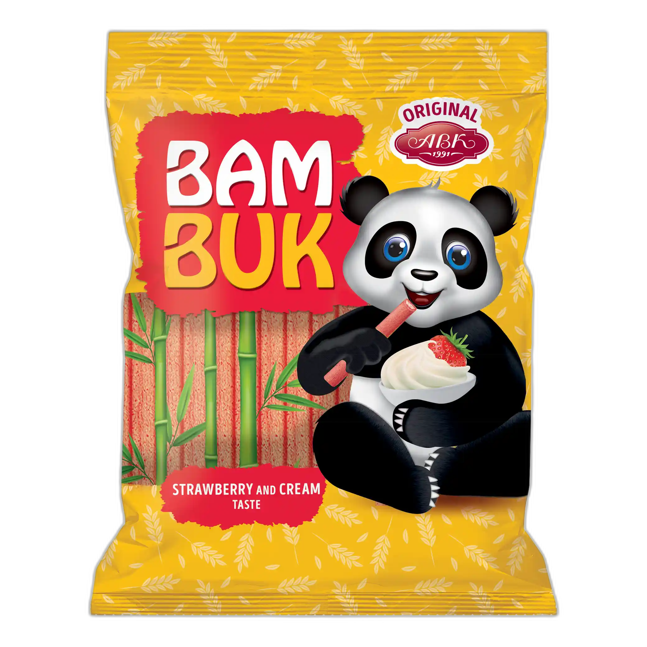 ABK Vícezrnné křehké tyčinky „Bam-Buk“ s příchutí jahodového krému, 160 g/24ks