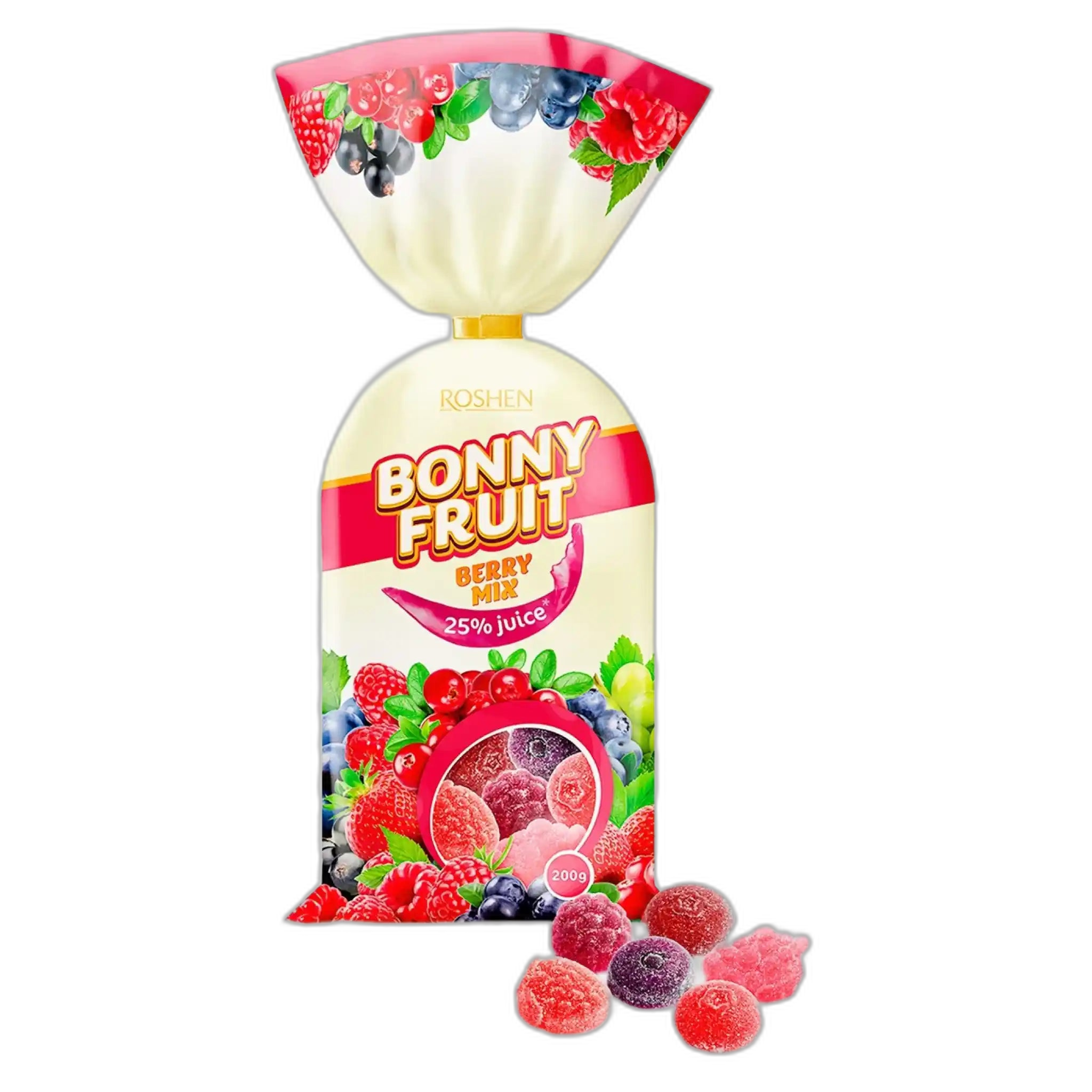 Roshen Žele BONNY-FRUIT Berry Mix, 200g/18ks