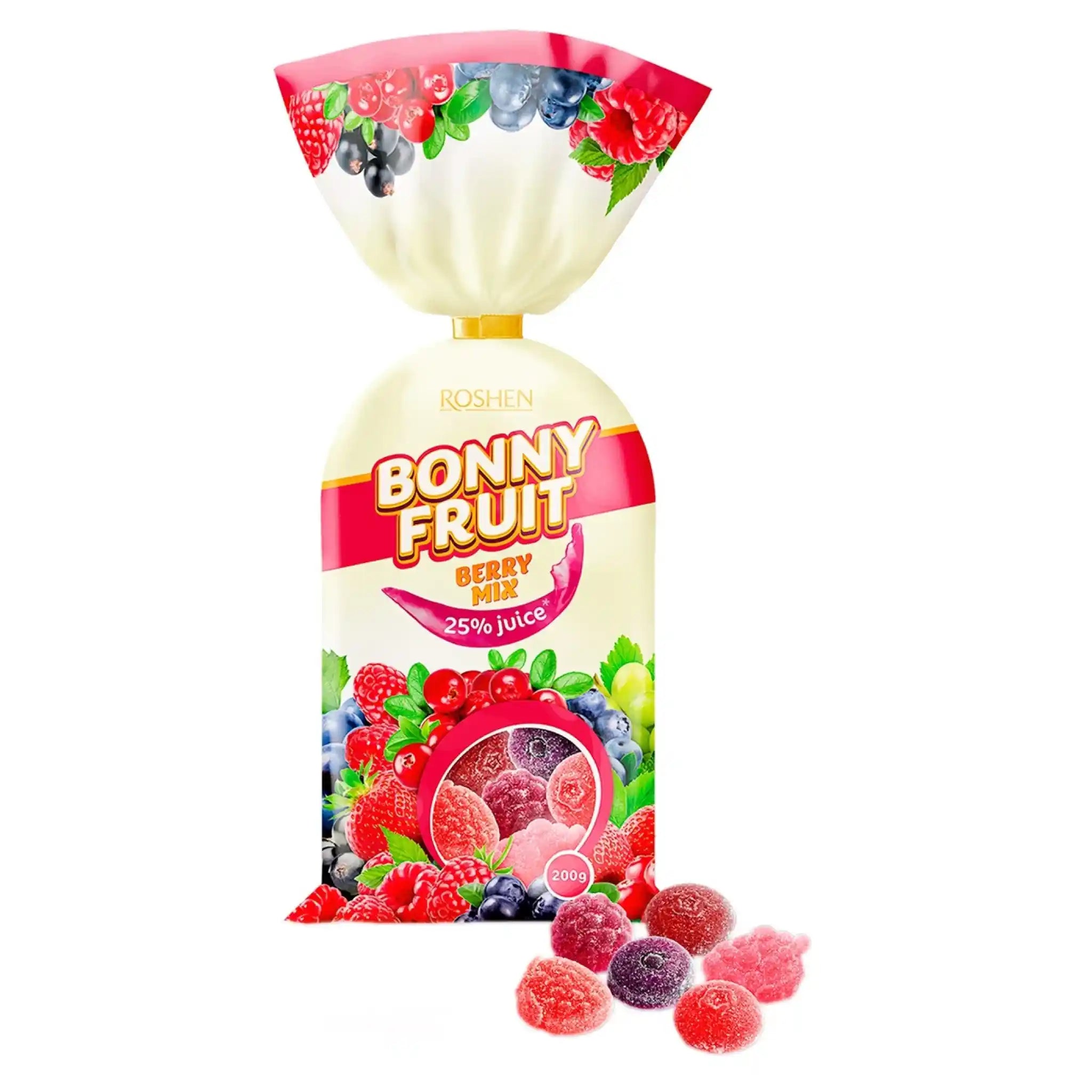 Roshen Žele BONNY-FRUIT Berry Mix, 200g/18ks