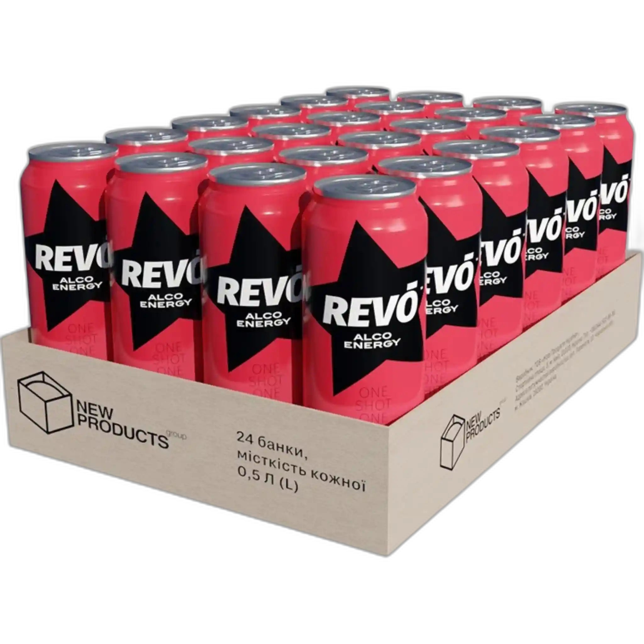 Revo Cherry alkoholický energetický nápoj 8,5%, plech 0,5l/24ks