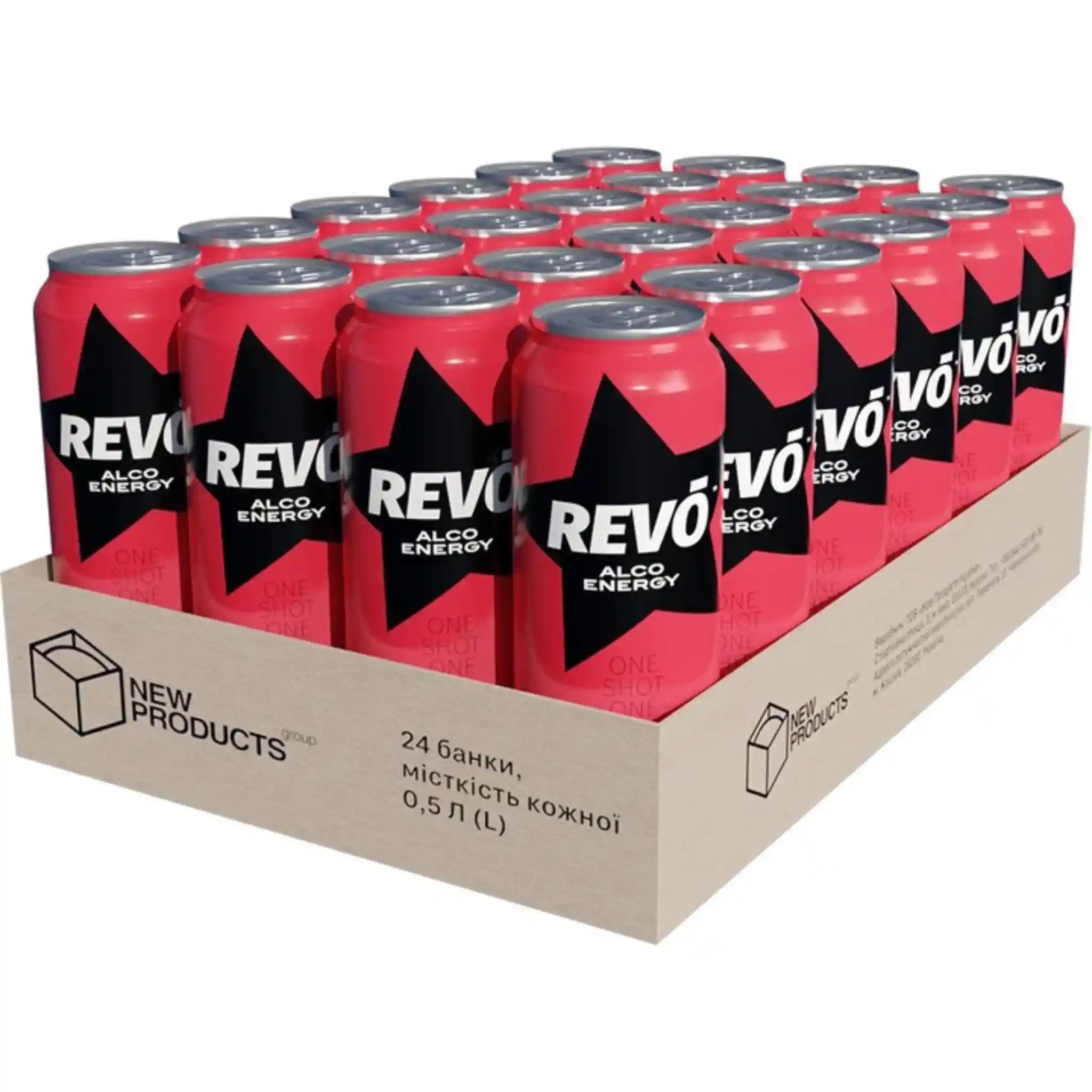 Revo Cherry alkoholický energetický nápoj 8,5%, plech 0,5l/24ks
