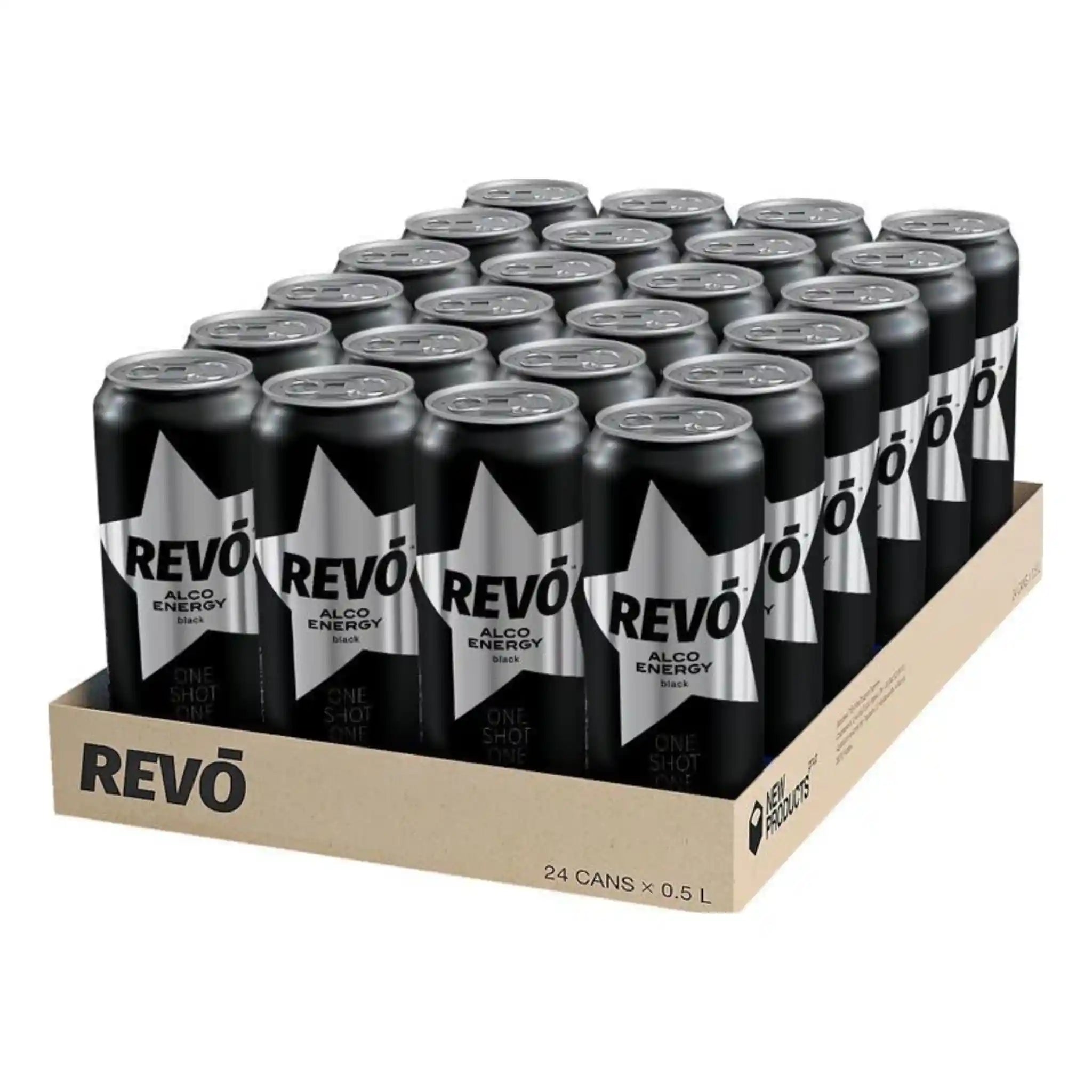 Revo Black alkoholický energetický nápoj 8,5%, plech 0,5l/24ks